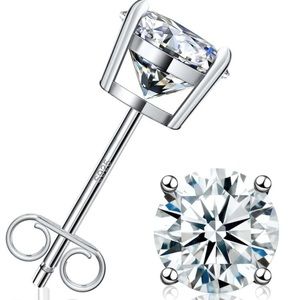 1ct TW- 5mm Moissanite stud earrings S925 sterling silver with 18K Gold Plated